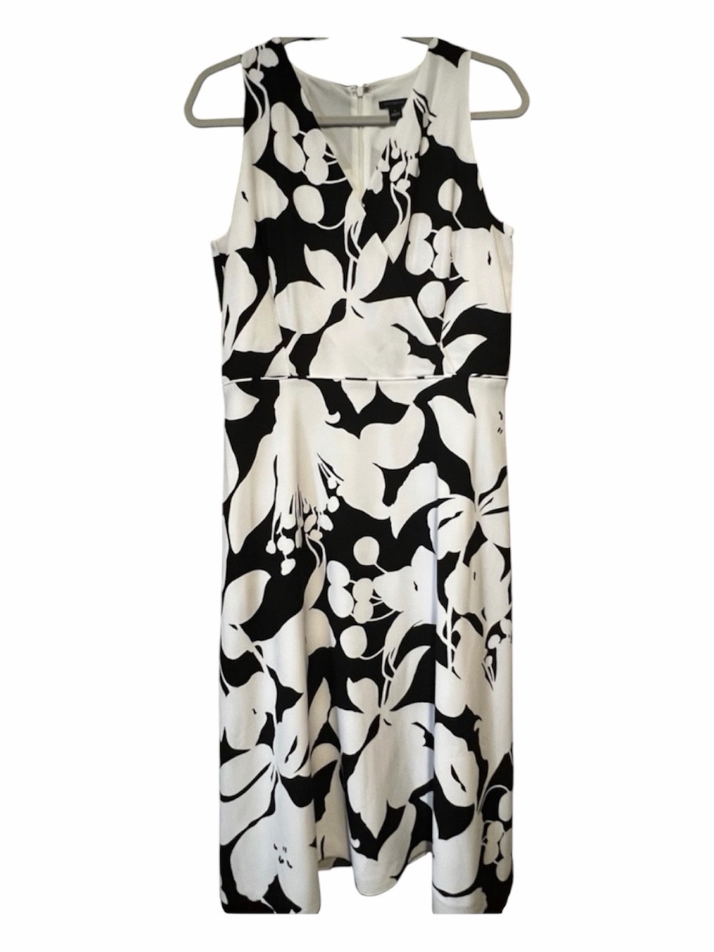 Ann Taylor Black and White Floral Midi Dress